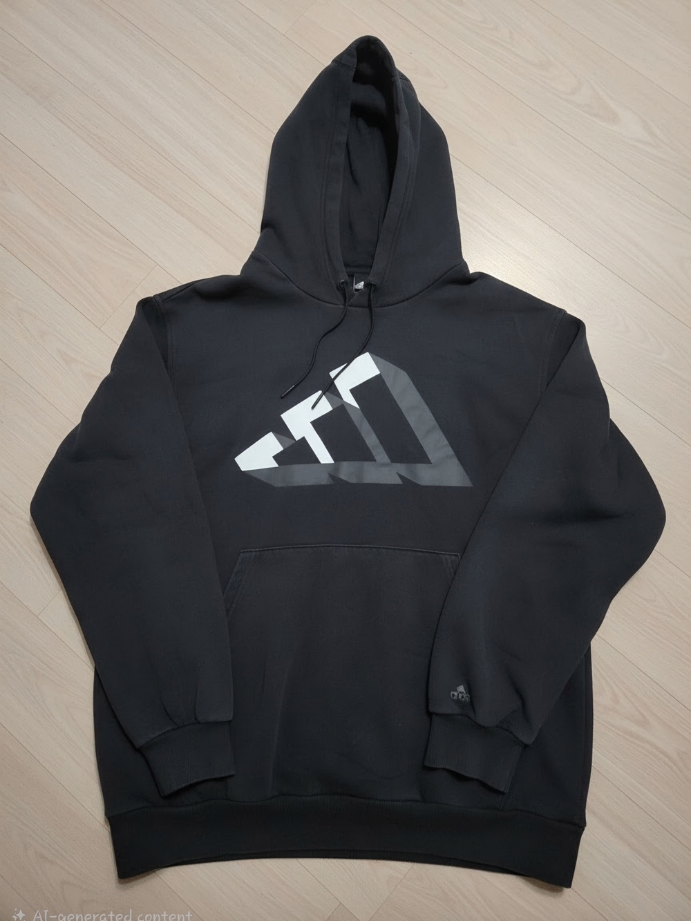 adidas Black Hoodie with Geometric Logo